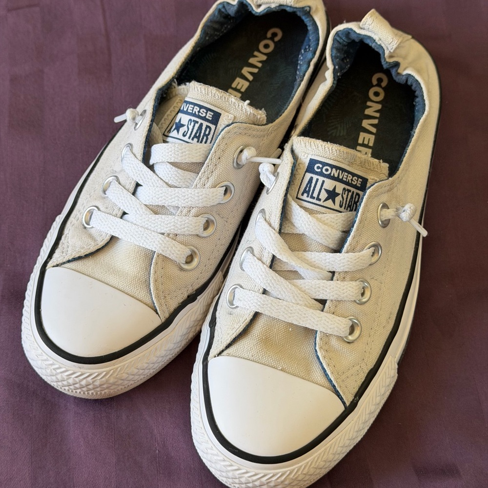 Converse Women’s Low Top Slip-on Sneakers in Grey and White